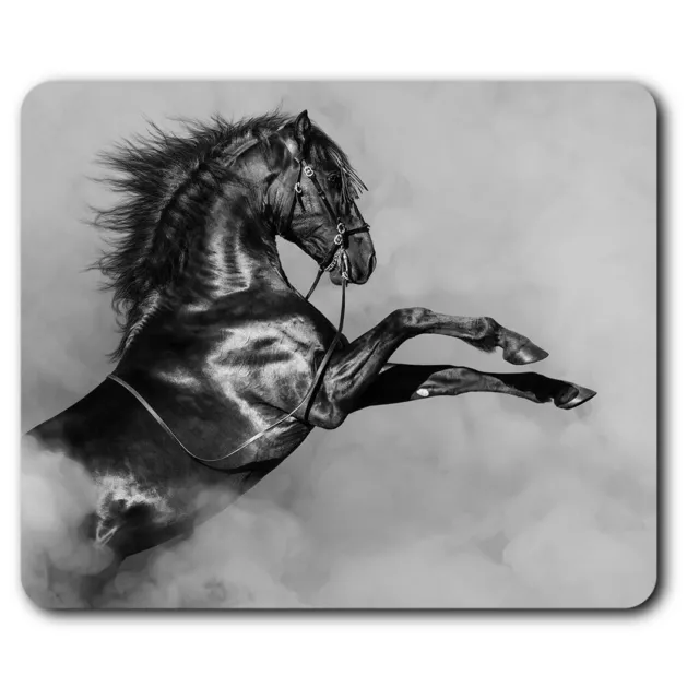 Rectangle Mouse Mat BW - Black Stallion Horse Spanish  #35251