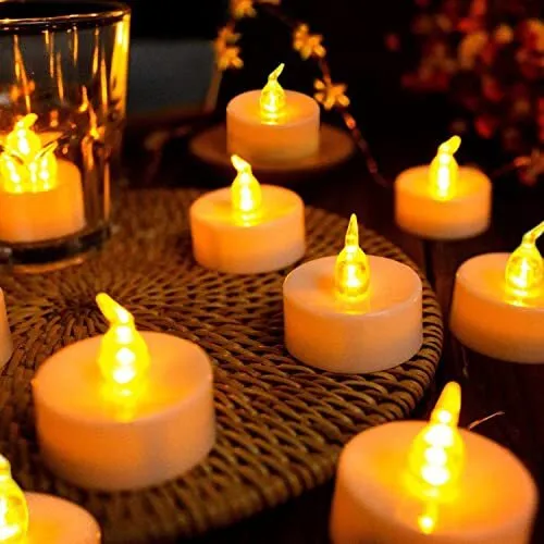 Beneve Bougies chauffe-plat LED 24 bougies LED sans flamme bougies chauffe-pl...