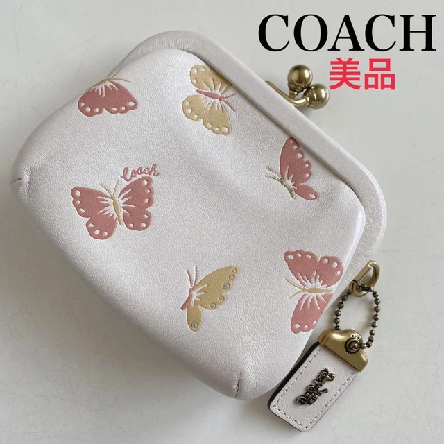 Coach Wallet Clasp Kiss Lock Coin Case Butterfly White