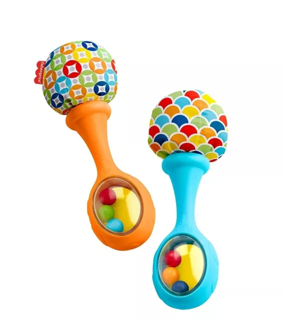 Fisher-Price Maracas, Set Of 2 Newborn Toys, Blue And Orange, Rattle 'N Rock