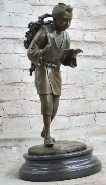 Fine Old Chinese Bronze Sculpture Man on Stand Dragons Scholar Work Of Art SALE 3
