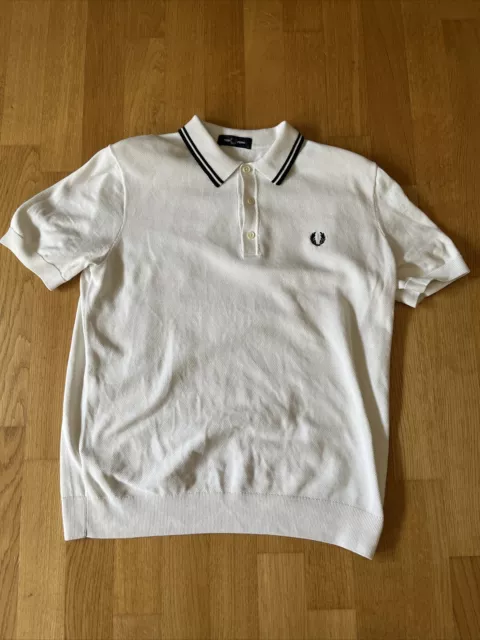 FRED PERRY Herren Poloshirt Kurzarm Gr. L Polohemd Polo Weiß