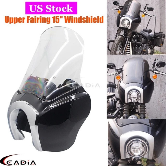 Headlight Upper Fairing & 15" Windshield for Harley Dyna Super Glide Custom FXDC