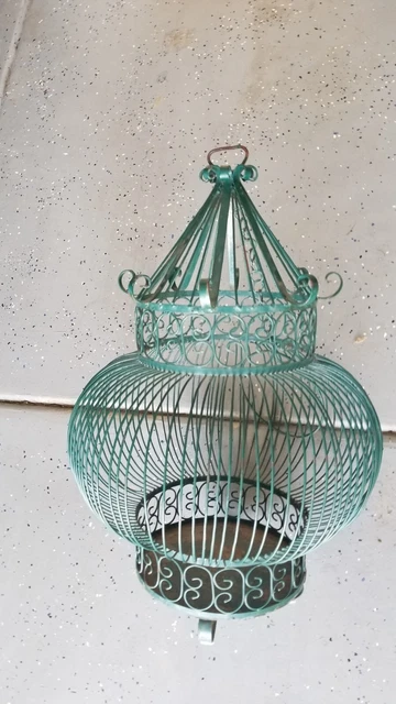 Vintage Antique Bird Cage Green