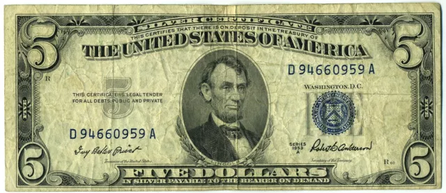 FR. 1656 1953A $5 Silver Certificate Small Size Note