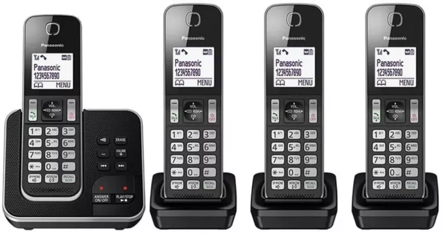 PANASONIC DECT Digital Cordless Phone with Answering Machine &Quad-Pack Handsets