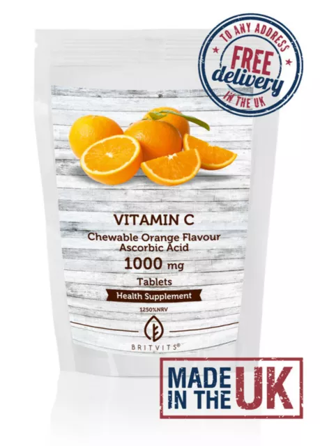 Vitamin C Chewable Orange Flavour Tablets 1000mg Pack of 30 Pills