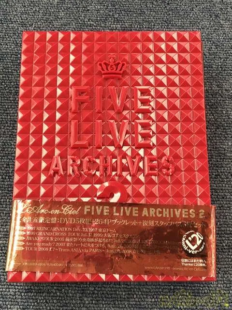 L'Arc〜en〜Ciel FIVELIVE ARCHIVES DVD FIVE LIVE ARCHIVES DVD BOX Model Number KSBL 5833 7 L ARC EN