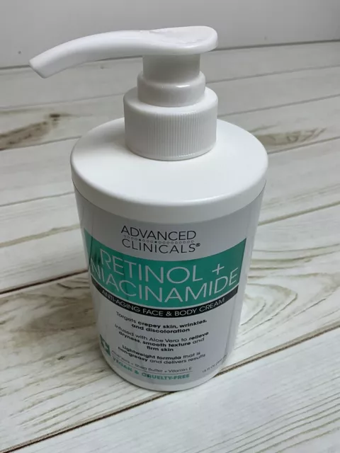 ADVANCED CLINICALS ~ RETINOL + NIACINAMIDE Anti-Aging FACE BODY & CREAM 444ml