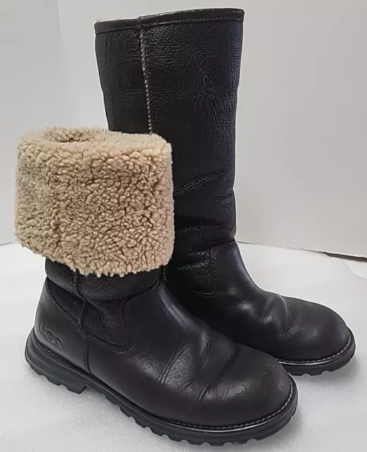 Womens UGG 5490 Brooks Shearling Leather Sheepskin Tall Boots Dark Brown Size 7
