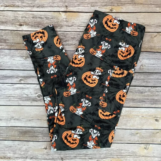 Dalmatian Dog Halloween Pumpkin Women's Leggings w/ Pockets TC Plus Size 12-20