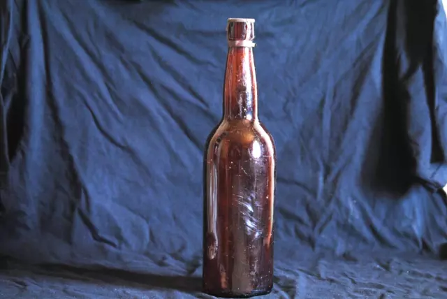 vintage antique brown glass bottle with original seal los angeles brewing co