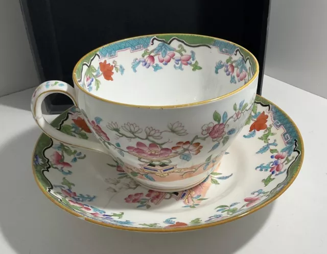 Antique Minton oversized cup & saucer “Poona”  pattern 1893 - 1912