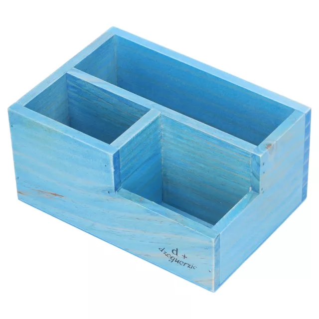 3-Grid Pen Holder Multifunction Wooden Pencil Container Desktop Storage Box O