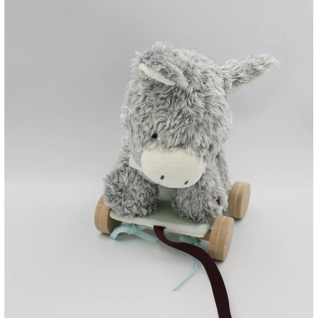 Voiture à tirer Doudou ane gris blanc foulard bleu Régliss KALOO - 26018