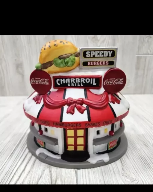 Coca-Cola Town Square Collection Speedy Burger Diner Christmas Village W/Box