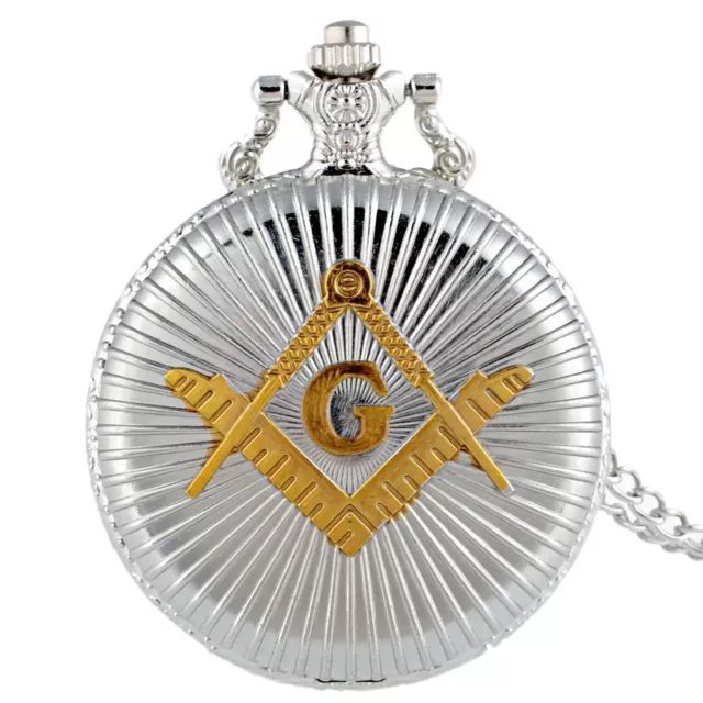 Masonic Silver Gold Pocket Watch Compass Symbol Unknown Secret Temple Lodge USA