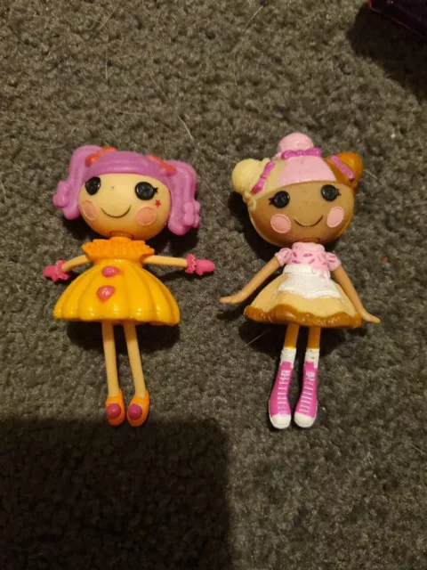 2 X Lalaloopsy Littles 3" Mini Doll Peanut Bigtop & Scoops Waffle Cone, Exc Cond