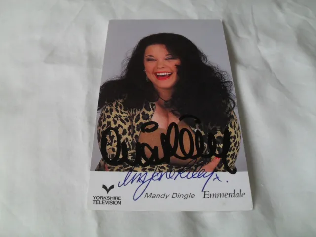LISA RILEY - autographed cast card photo signed by Lisa Riley EMMERDALE