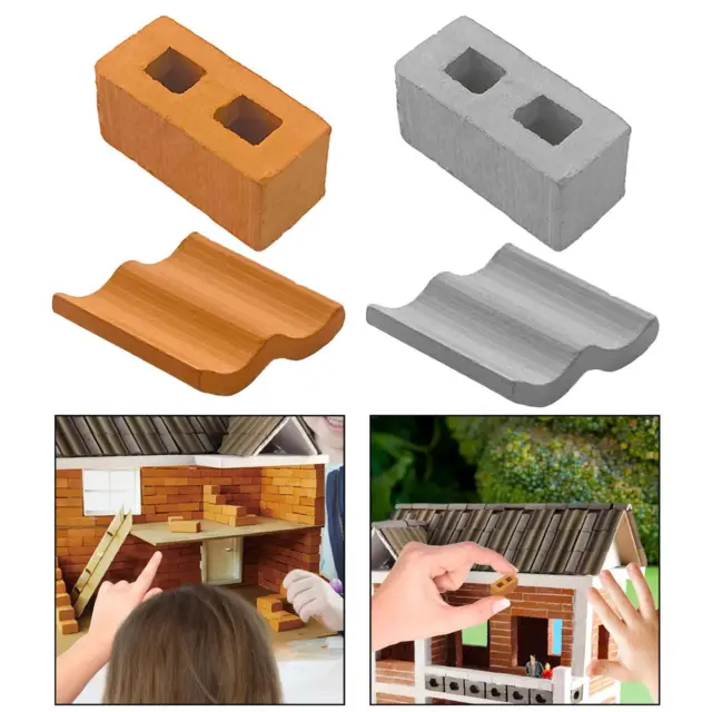 Dollhouse Decor Mini Bricks Roof Tiles Educational Toy,Play House Decorative DIY