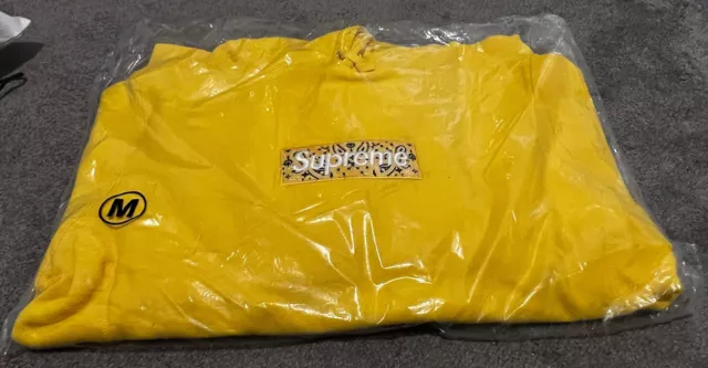 Supreme Bandana Box Logo Hooded Sweatshirt Yellow (FW19)