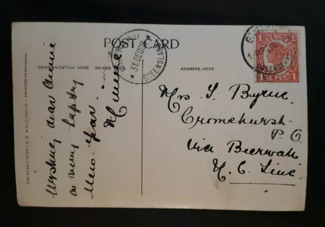 Stamps Australia Queensland Postcard Postmark 1908 Gympie To Beerwah