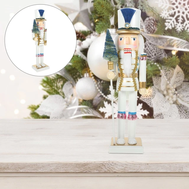 Casse-noisette En Bois De 38 Cm - Décoration De Noël - Pêcheur De Noël En Bois Avec Canne à Pêche Et Poisson à La Main - Figurine De Noël Décorative