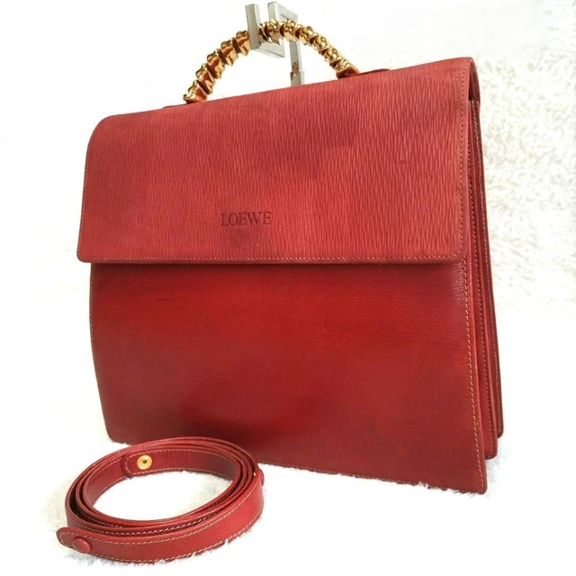 LOEWE VELAZQUEZ 2WAY Handbag Shoulder Bag Suede Leather Gold