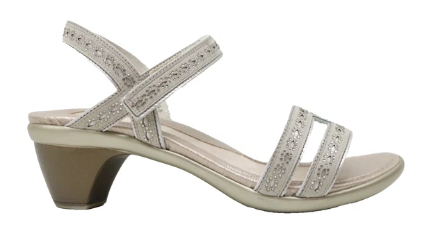 Naot Idol Womens Silver Stones Block Strap Heel Dress Sandals Sz US 8 M EU 38.5