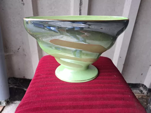 Vintage Art Deco Maling Green Ombre Lustre Ware Mantle Vase Large