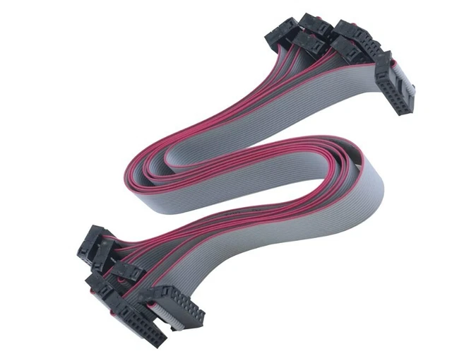 Antrader 30CM 16-Pin IDC Connector Flat Ribbon Cable with Black 2.54mm | 6 Pcs