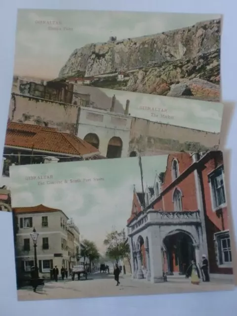 Gibraltar  3 x Old Postcards Europa Point Market Place Convent South Port Street