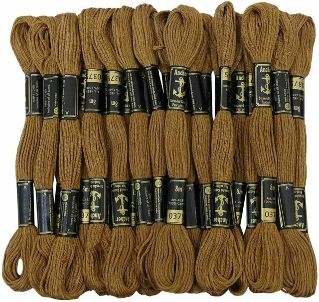 Golden Green 25 Pcs Thread Floss Skeins Anchor Cross Stitch Cotton Embroidery