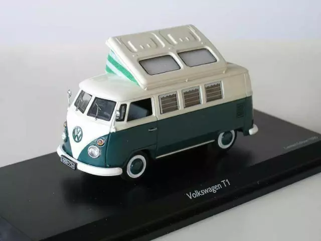 + VOLKSWAGEN VW T1 Bus Camper Modellauto Schuco 1:43 grün-weiss 450354400 defekt