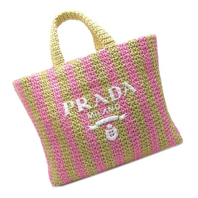 prada raffia stripe tote