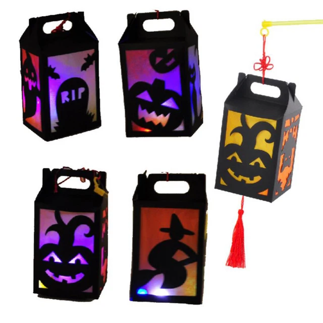 4 Juegos Linterna Noche Luz Halloween Regalos Hágalo usted mismo Mesa Linterna Juguete