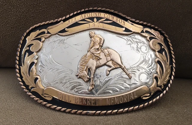 1971 Berrett Memorial Irvine Jachens Comstock Silver Cowboy Trophy Belt Buckle