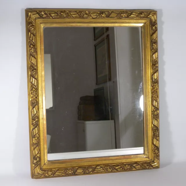 U801 Specchiera Specchio Con Cornice Antica Dorata In Legno Dorato Oro Fine 1800