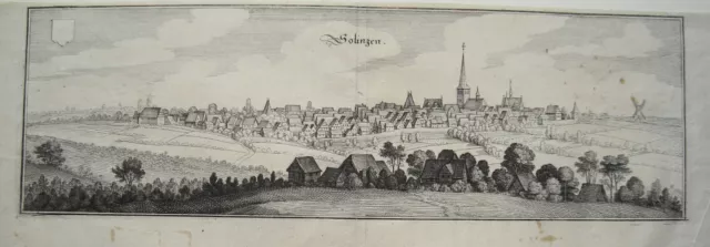 Solingen seltener sehr schöner, alter Merian Kupferstich der Erstausgabe 1647