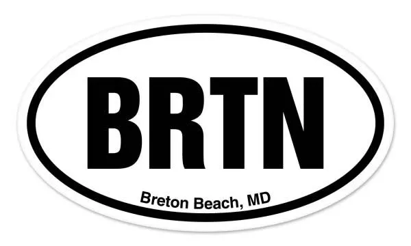 BRTN Breton Beach MD Maryland Oval car window bumper sticker decal 5" x 3"