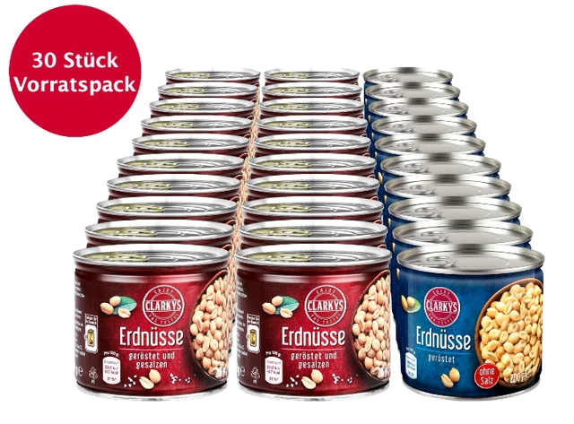 Confezione dispensa 30 x 200 g arachidi Clarkys diverse varietà
