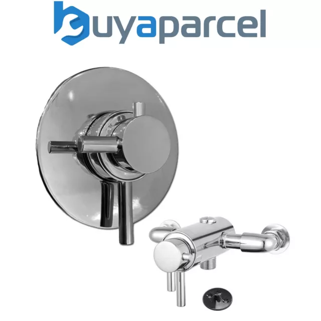 Modern Round Dual Shower Valve Thermostatic Concentric Concealed Exposed Chrome