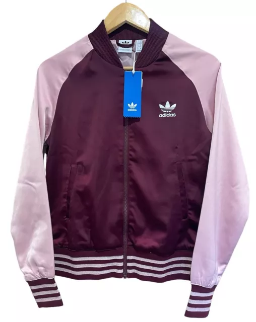 Adidas maroon & pink satin track jacket online