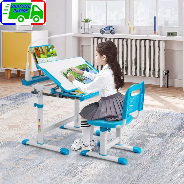 Ensemble Bureau et Chaise pour Enfants avec Éclairage LED Plateau Incliné et Tir 2