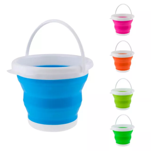 Secchio Silicone Pieghevole Capacità 5lt Portatile Salvaspazio Campeggio Casa