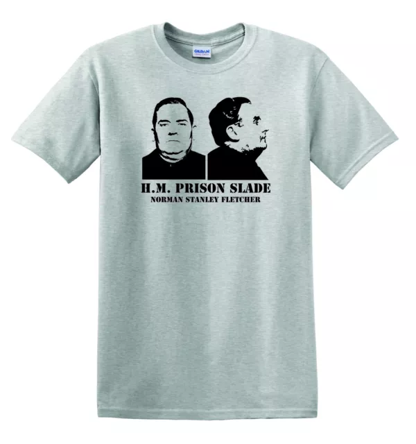 T-shirt cotone pesante PORRIDGE-NORMAN STANLEY FLETCHER HM PRISON SLADE TUTTE LE TAGLIE