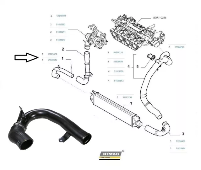 51838612 Douille Redroidisseur Original Grande Punto Mito 1.6 1.9 Multijet