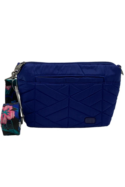 Lug RFID Quilted Crossbody with Printed Strap Flare Cobalt Blue/Resort Black