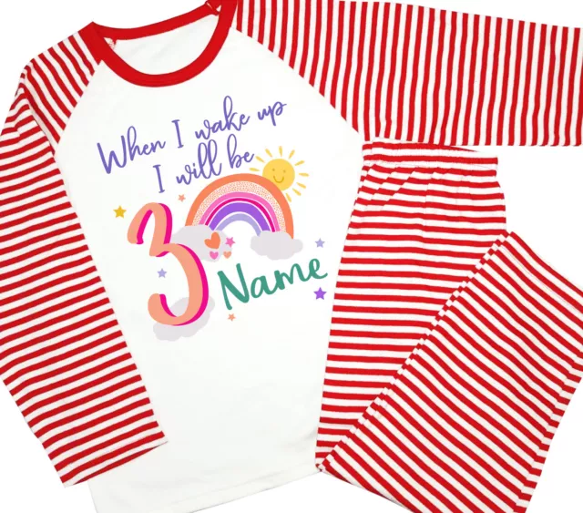 Pigiami personalizzati bambini compleanno bambine arcobaleno set pigiami bambini regalo