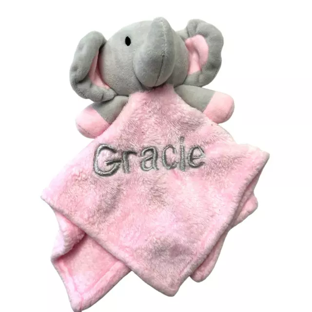 ELEPHANT BABY INFANT Security Blanket Embroidered “Gracie” Lovey Plush ...